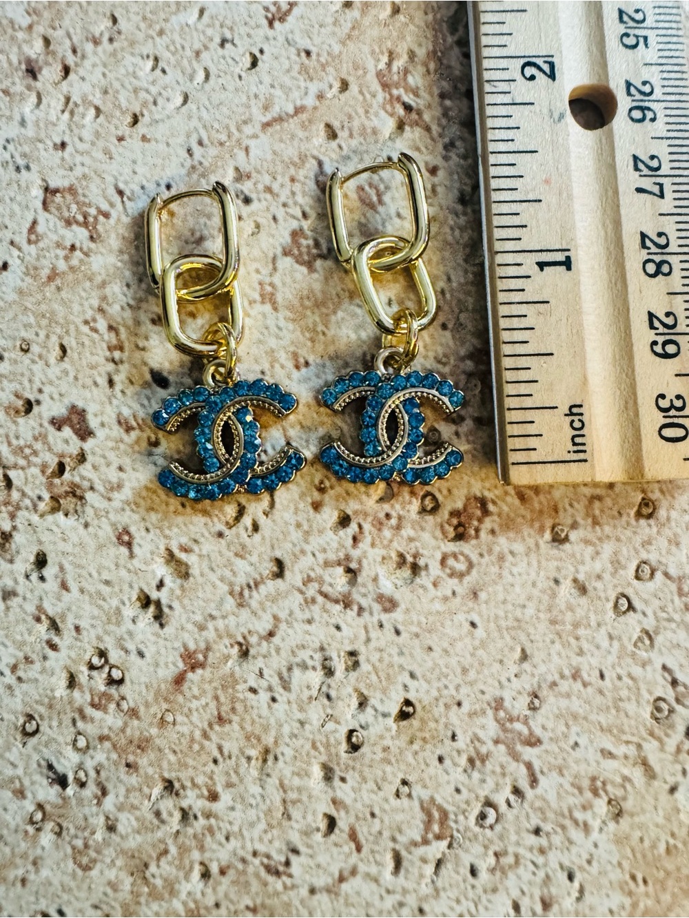 Crystal Gold Tone Earrings with Authentic Hardware & Chanel Extras - Picture 4 of 4